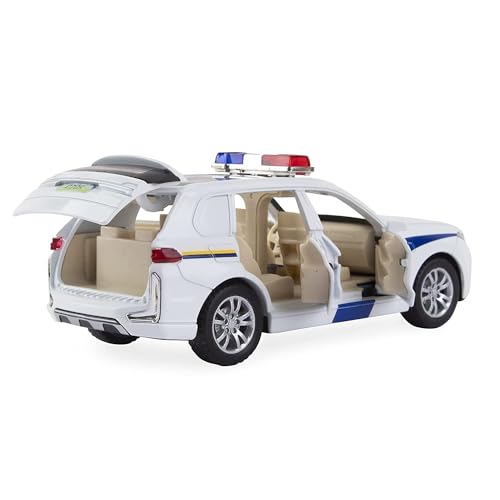 Image of SPITEN BMW X7 Police 1:32 Diecast Scale Model Alloy Metal Pull Back Toy car for Kids with Openable Doors & Light, Music Toy Vehicle for Kids - Colors as Per Stock