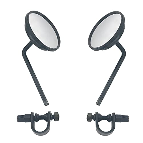 Enoch Motorcycle Retro Round Rearview Mirror Adjustable Side Round Handlebar Clip-On Mirror 22-25mm Black Cafe Racer