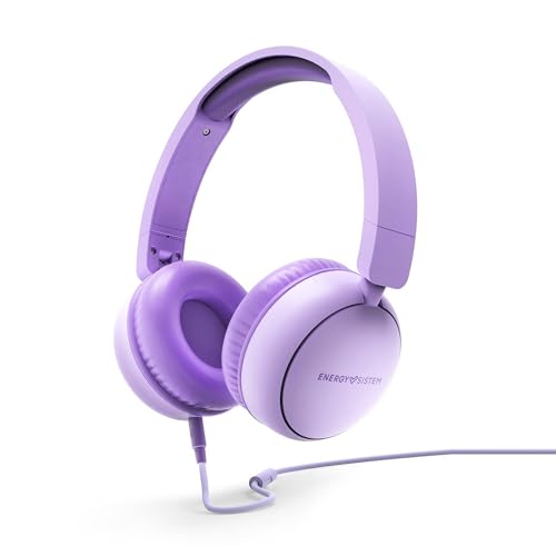 Energy Sistem - Auriculares de Diadema (Plástico 100% Reciclado, Cable extraíble, Micrófono, Asistente de Voz) - Blanco (Lavender)