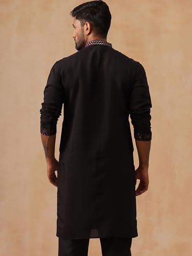 Image of Jompers Men's Silk Blend Embroidered Kurtas (Magenta, XXL)