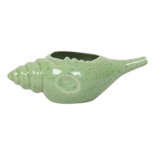 Image of Leak Proof Durable Ceramic Jala Neti Pot with Nostril Plugging Support - Better Capacity - Holds 300 ml - Spill Proof with Comfort Grip - Lead-Free and Microwave and Dishwasher Safe - Green