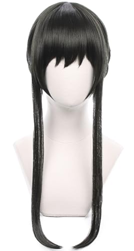 Perruque de déguisement anime Yor Forger en fibre premium avec tresses de précision