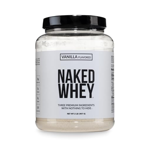 Image of NAKED Whey Vanilla Protein Powder - Only 3 Ingredients - Grass Fed Whey Protein Powder, Vanilla Flavor, and Organic Coconut Sugar, NSF Certified, No GMO, No Soy, and Gluten Free - 24 Servings