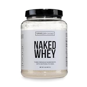 NAKED Whey Vanilla Protein Powder – Only 3 Ingredients – Grass Fed Whey Protein Powder, Vanilla Flavor, and Organic Coconut Sugar, NSF Certified, No GMO, No Soy, and Gluten Free – 24 Servings