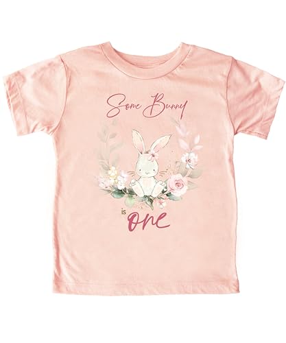 Some Bunny is One Shirt for Toddler Girls Floral Wreath 1st Birthday Easter Tee3