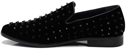 Image of SPK24 Men Vintage Spikes Sparkle Formal Tuxedo Stage Fashion Slip On Loafer Dress Shoes