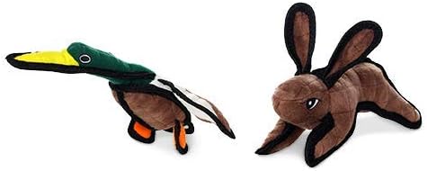 TUFFY - World's Tuffest Soft Dog Toy - Barnyard Duck - Squeakers - Multiple Layers. Made Durable, Strong & Tough. Interactive Play (Tug, Toss & Fetch). Machine Washable & Floats. (2 Combo Pack)