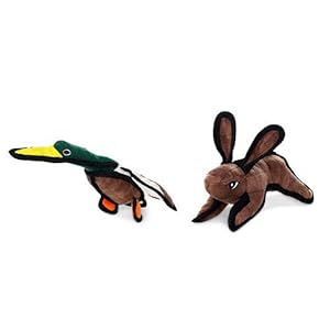 TUFFY – World’s Tuffest Soft Dog Toy – Barnyard Duck – Squeakers – Multiple Layers. Made Durable, Strong & Tough. Interactive Play (Tug, Toss & Fetch). Machine Washable & Floats. (2 Combo Pack)