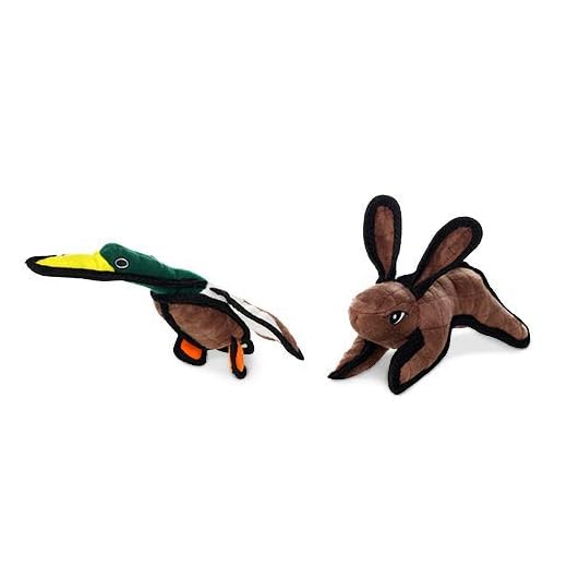 TUFFY - World's Tuffest Soft Dog Toy - Barnyard Duck - Squeakers - Multiple Layers. Made Durable, Strong & Tough. Interactive Play (Tug, Toss & Fetch). Machine Washable & Floats. (2 Combo Pack)