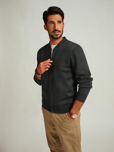 PJ PAUL JONES Mens Full Zip Cardigan Sweater Stand Collar Regular Fit Knit Sweaters3