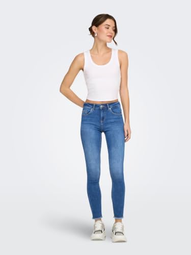 ONLY Damen Jeans ONLBLUSH MID SK ANK RW DNM REA1319 NOOS 15293282,Medium Blue Denim,XL / 30L – Ansicht 3