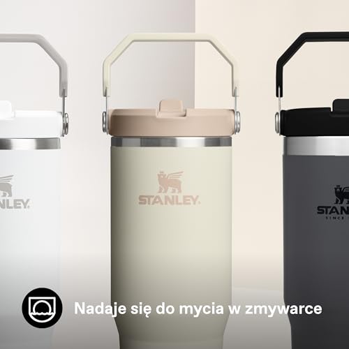 Stanley 1913 IceFlow Flip Straw Butelka na Wodę With Straw 0.89L - Utrzymuje zimno przez ponad 12 godzin - Szczelna - Butelka na wodę ze stali nierdzewnej - Kubek podróżny niezawierający BPA - Cream