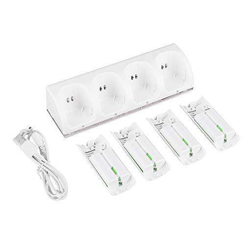 White 4 In 1 Charging Station Charger with 4Pcs 2800mAh Battery for Uremotes (2800mAh battery)