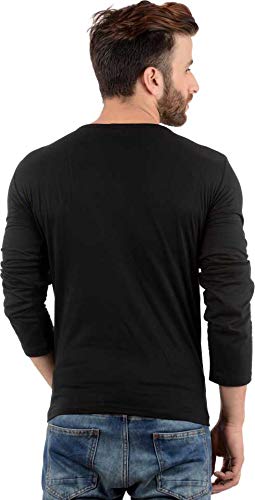 Image of LAZYCHUNKS Cotton Men's Regular Fit T-Shirt (Full Sleeve Tshirt -01 Black Medium)