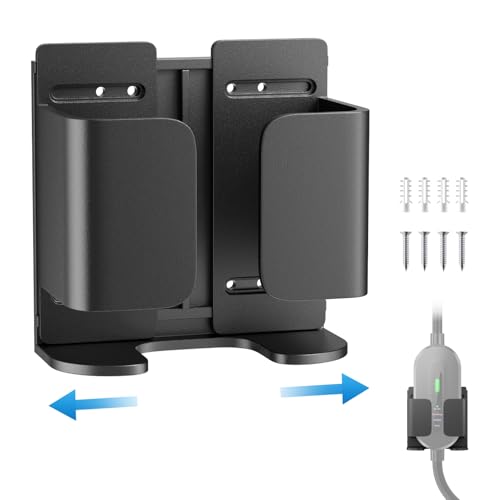EVJUICION Soporte de cargador EV, soporte de caja de carga EV ajustable, material ABS, soporte de pared negro para cajas de control de cargador de vehículos eléctricos portátiles de varios tamaños, EVJUICION Soporte de cargador EV, soporte de caja de carga EV ajustable, material ABS, soporte de pared negro para cajas de control de cargador de vehículos eléctricos portátiles de varios tamaños,