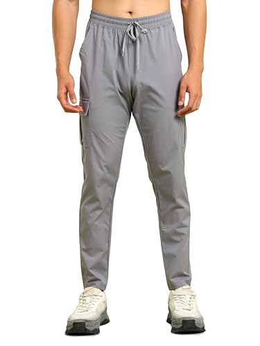 Image of TECHNOSPORT Men's Regular Fit Mid Rise Polyester Solid Cargos for Activewear, Regular Use and Quick Dry