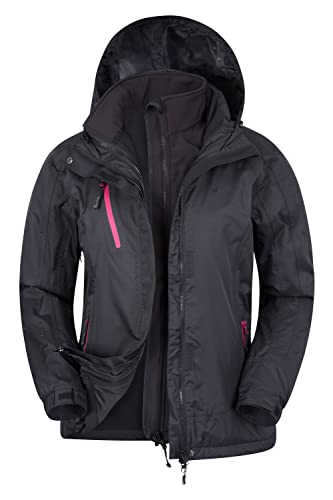 Mountain Warehouse Veste imperméable Bracken Extreme 3 en 1 Femme - Manteau imperméable Respirant, Capuche détachable - Idéale pour Le Camping en Hiver Noir 42 Mountain Warehouse Veste imperméable Bracken Extreme 3 en 1 Femme - Manteau imperméable Respirant, Capuche détachable - Idéale pour Le Camping en Hiver Noir 42