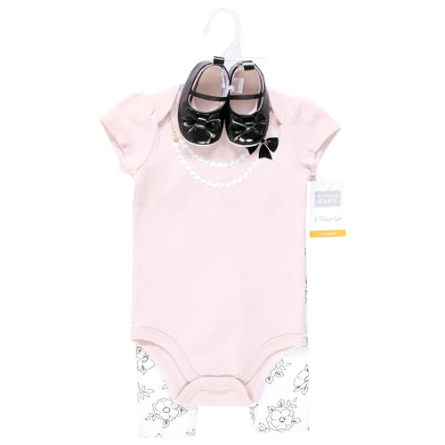 Image of Hudson Baby Unisex Baby Cotton Bodysuit, Pant and Shoe Set