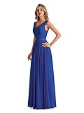 Lecureler Long V-Neck Prom Bridesmaid Dress Royal Blue Size 10