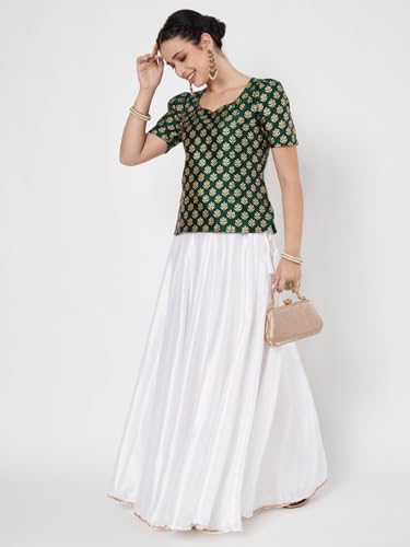 Image of studio rasa Women's Silk Blend Hand Block Printed Top for Wedding Festive Party