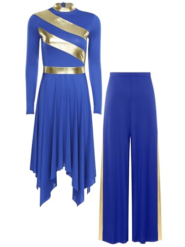 Robe danse louange patchwork métallisé extensible et asymétrique