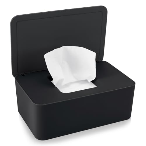 Caja para Toallitas Húmedas, Dispensador de toallitas de pañal Caja, Caja de Servilletas, Bebé Caso Titular Caja, Pañales de Bebé Mojado Tejido Caja (Negro)
