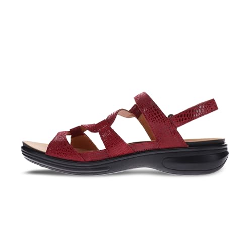 Image of Revere Emerald 3 Women's Sandals - Premium Soft Leather, Adjustable Straps & Contoured Footbed - Orthotic Arch Support for Stylish Comfort & All-Day Wear Cherry Lizard 11-11.5 M US