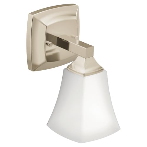 Image of Moen YB5161NL Voss 1-Light Dual-Mount Bath Bathroom Vanity Fixture with Frosted Glass, Polished Nickel