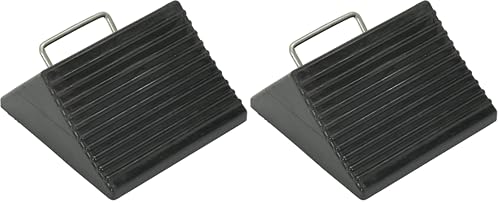 Image of Vestil RWC-3 Mini Rubber Wheel Chock, 8 inch Width, Black (Pack of 2)