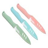 PEPLAYTAL 3 juegos Cuchillos Cerámicos con Funda Cortadores Portátiles para Diseño Ergonómico y Compacto para Tallar Sandía y Melones Cocina