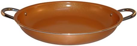 Dawpet Copper Frying Pan 14-Inch Non Stick Ceramic Infused Titanium Steel Oven Safe, Dish Washer Safe, Scratch Proof Round Handles For Comfort Grip