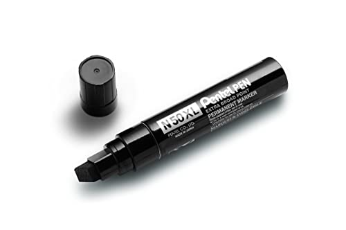 Marqueurs permanents Pentel N50XL noirs à pointe biseautée extra-large | Lot de 6 - 7