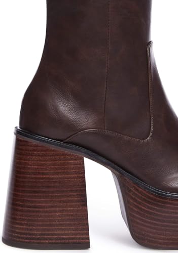 Image of Dolls Kill Vintage Soul Knee High Boots by Delia's - Women's Vegan Leather Platform Boots with Block Heels
