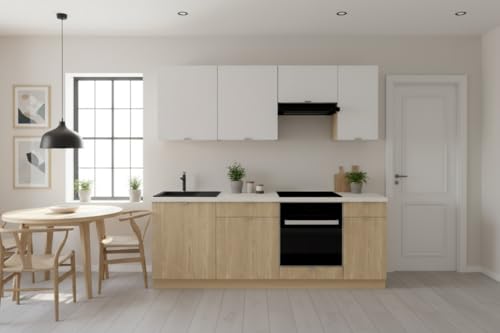 Genérico Muebles Cocina Completas 220 cms Muebles Color Roble Madera y Crema ref-205D