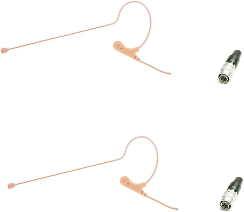 2pcs AV-JEFE AVL670 Professional Omnidirectional Earhook Microphone (Tan Color, with Hirose Mini 4 Pin Connector)_ Compatible with Audio-Technica Transmitters