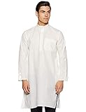 Royal Kurta Kurta Herren Leinen lang, gebrochenes weiß, 53