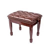 CWCQGH Piano Stool Wooden Artist Piano Bench Stool with Activity Foot Pad,Height Adjustable,Horseshoe Stool Legs,Thick Cushion PU Leather Padded