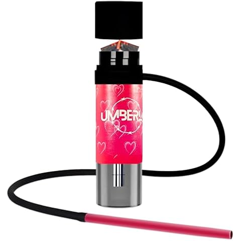 UPGRADED NO FOIL NEED Portable Hookah Set Car Hookah Cup Travel Hookah Set With Everything, Hookah Hose, Hookah Bowls, Hookah Accessories, Mini Hookah Shisha, Small Hookah Cup To Go. Shisha Hookah (PINK-HEART PATTERN) Cover