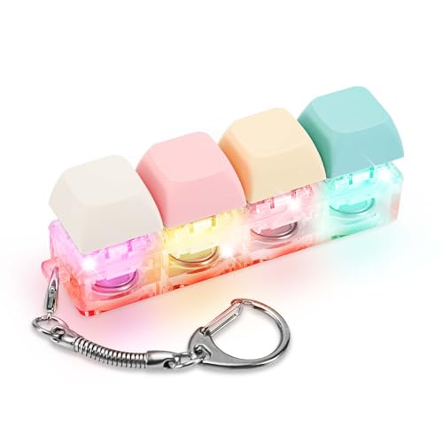 BTFO Keyboard Fidget Toy for Adults, Fidget Keyboard Keychain with LED Light Keyboard Fidget Clicker Funny Button Fidget Toy for Decompression Decoration (Color A)