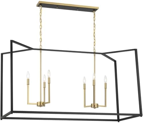 Minka Lavery 1466-883 Colwick Island Light, 6 E12 Socket(s), Coal Black & Signature Brass (Bulbs Not Included)