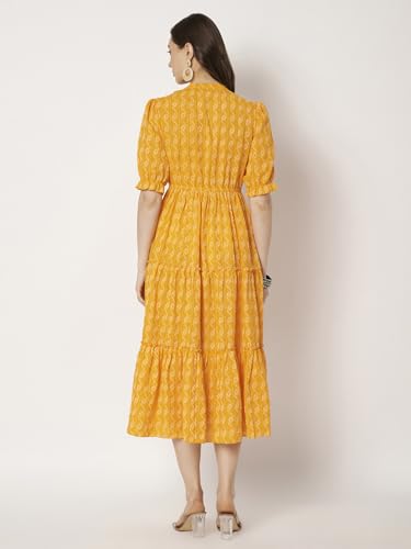 Image of Dress for Women | One Piece for Women | Long Stylish Women Dress Fit & Flare Maxi Dress, Cotton Summer Calf Length Dress