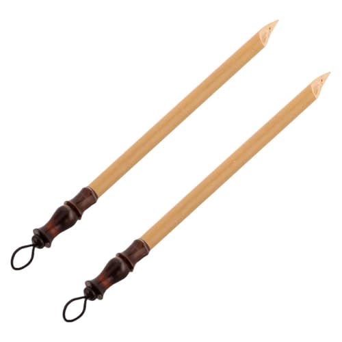 POPETPOP Plumas de Escritura Tibetana de Caña Natural 2 Piezas Punta Plana Diseño Inclinado Izquierda y Derecha Herramienta para Escritura Artística y Dibujo Adecuado para Oficina y