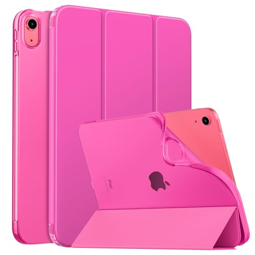 MoKo Funda para iPad (A16) 11.ª Generación 11 Pulgadas 2025/10ª Gen 10,9 Pulgadas 2022,iPad Carcasa Delgada Protectora TPU con Soporte Cubierta Trasera Translúcida Auto Activación/Reposo,Rosa Persa