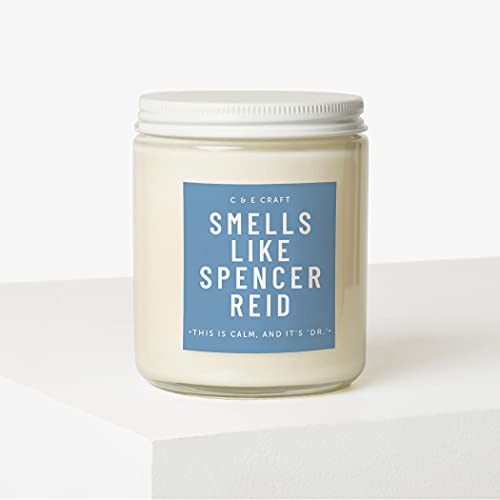 CE Craft Smells Like Spencer Reid Scented Candle – Vanilla Oak Scent – Gift for Her, Prayer Candle, Scented Soy Wax Candle for Home | 9oz Clear Jar, 40 Hour Burn Time, Made in The USA