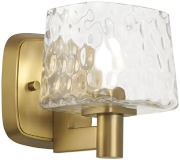 Minka Lavery 2231-695 Drysdale Clear Hammer Glass Bath Vanity Wall Light, 1-Light 60 Watt, 6" H x 6" W, Soft Brass