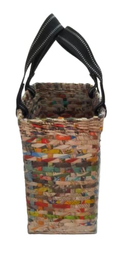 Image of Paperus, Medium, Natural Lunch Bag, Tiffin Basket for Office, Handbag, Carry Bag, Travel Bag, Eco-Friendly, Handmade, of Paper Ropes, in Inches 11 Height, 12 Length & 6 Wide Base
