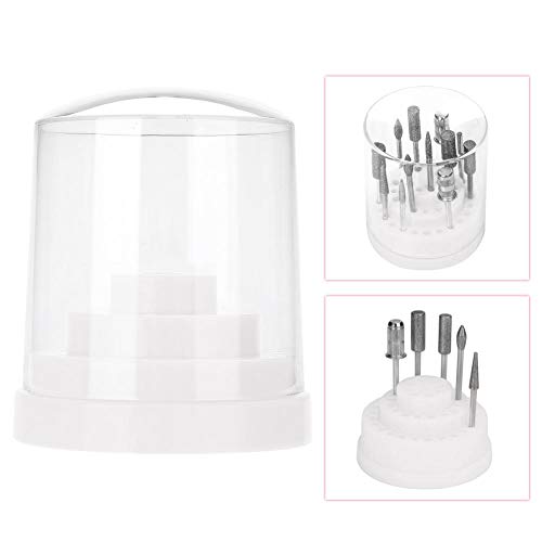 Filfeel Nail Drill Bit Holder, 48 Holes Stand Display Organizer Box with Cap