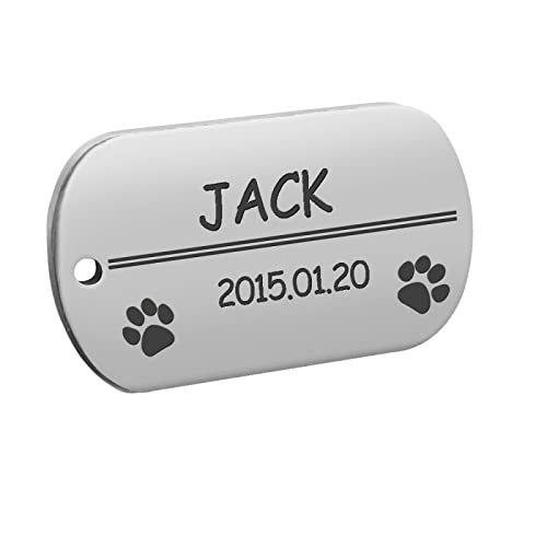 Personalisierte Hundemarke Edelstahl Kundenspezifische Militärische Erkennungsmarke Gravierter Haustiername Geburtstagstelefon,Silber,L Cover