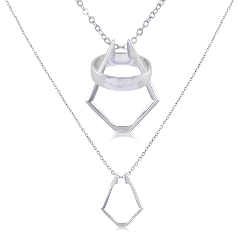 Pixie Wing Zenith Ring Keeper Necklace, Men's Ring Holder (Stainless Steel, 17.7