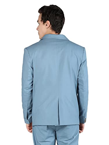 Image of CHKOKKO Men Solid Slim Fit Notched Lapel Single Breasted Formal Blazer